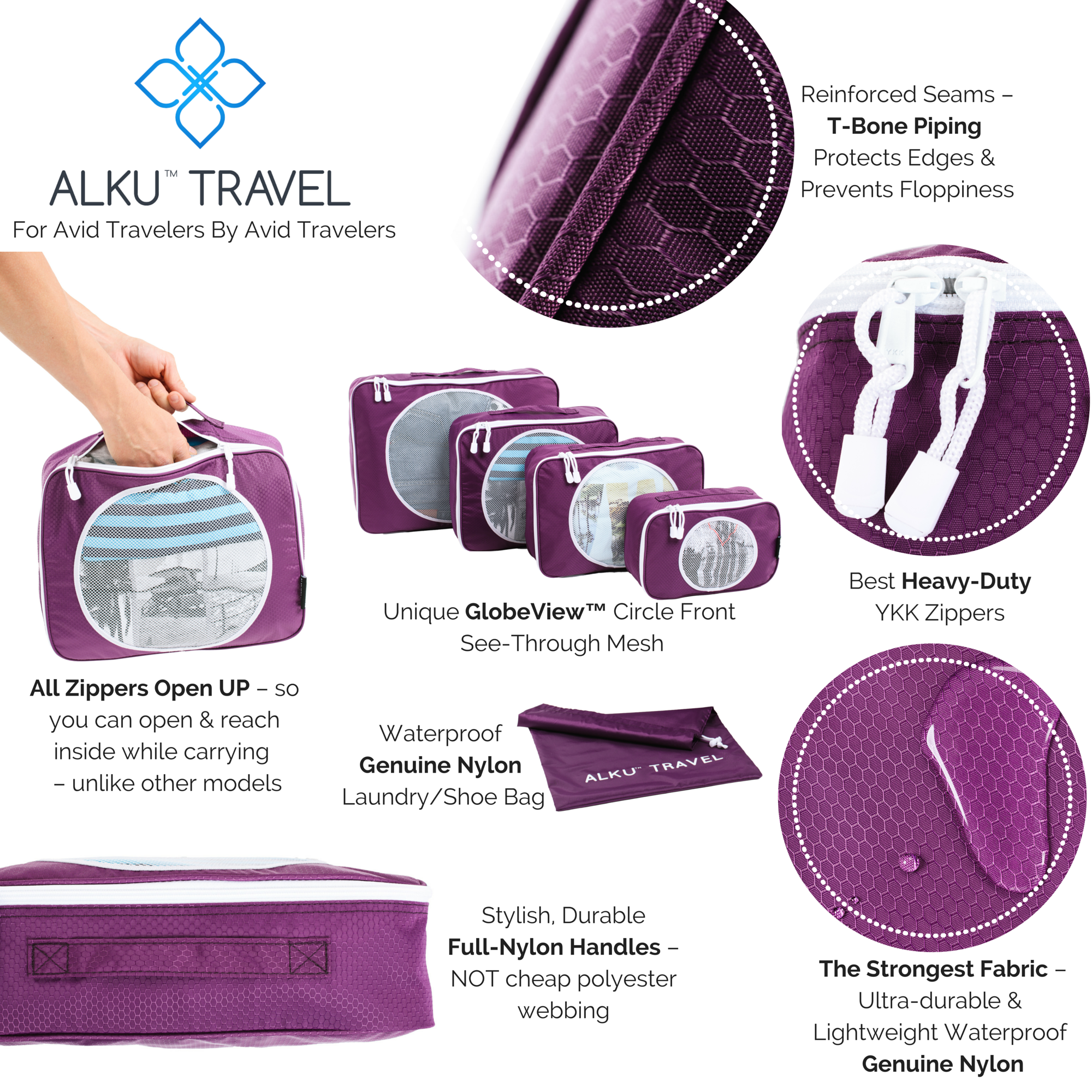 The features that make the Alku Travel organizers the best packing cubes